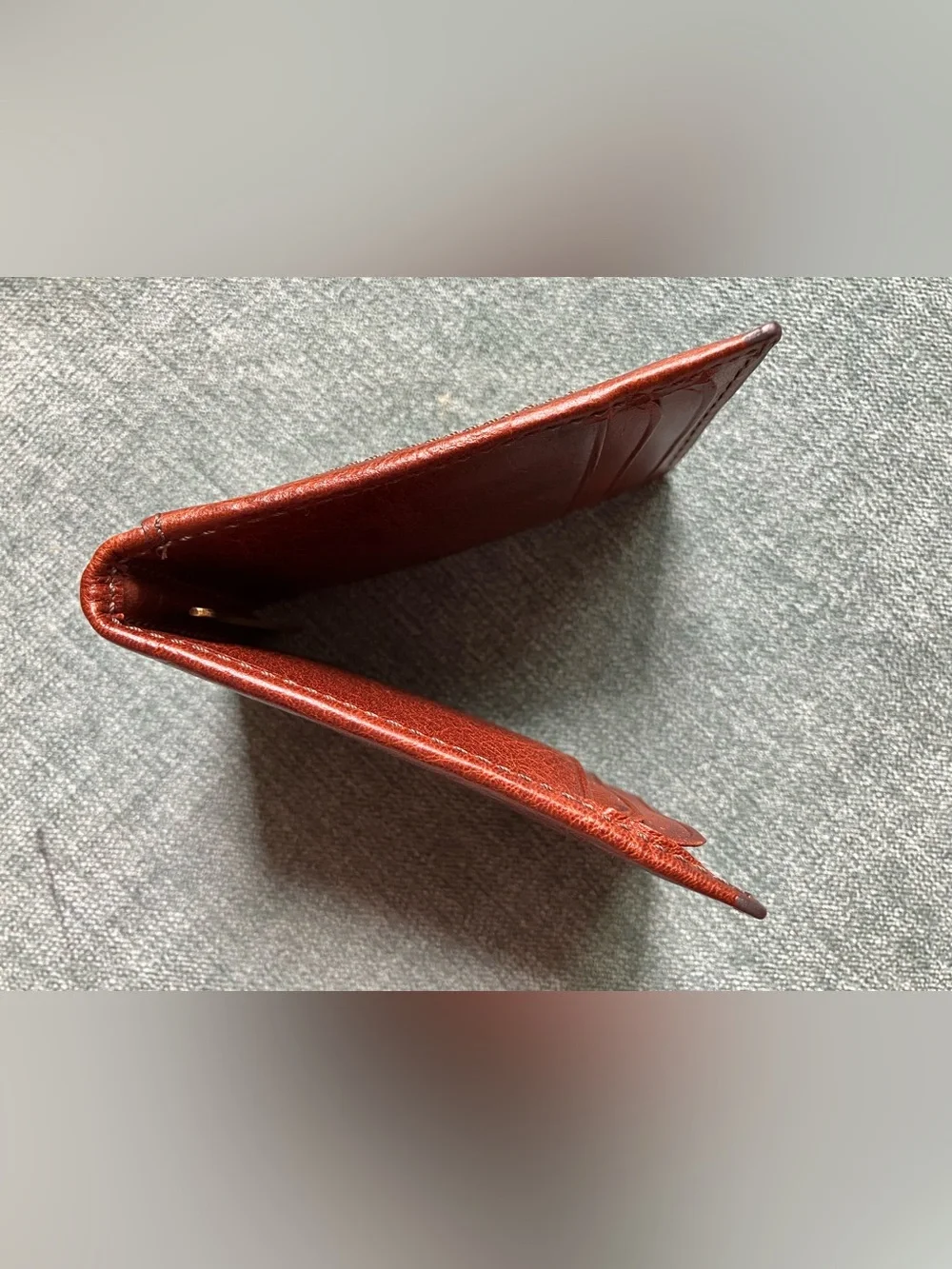 Fossil Cognac Leather Beck Money Clip Bifold
